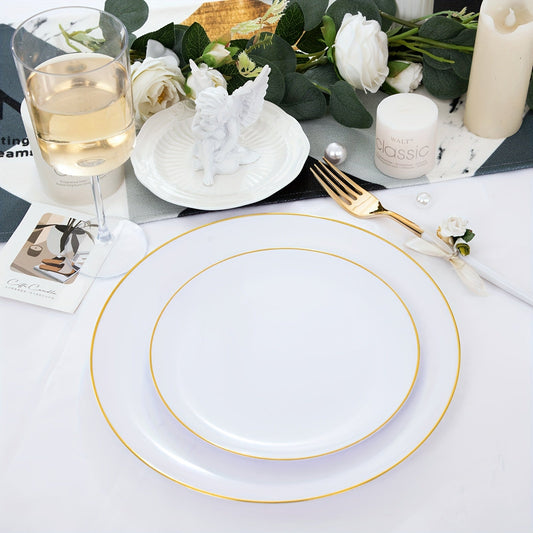Elegant GoldTrimmed Disposable Plate Set for Events
