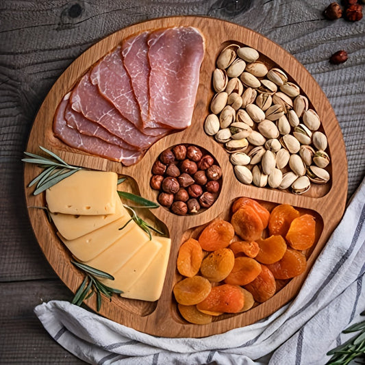 Multifunctional Wooden Cheese  Snack Tray with Dividers