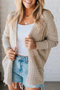Redwood Burl Mix Pattern Hollow Knit Open Front Cardigan