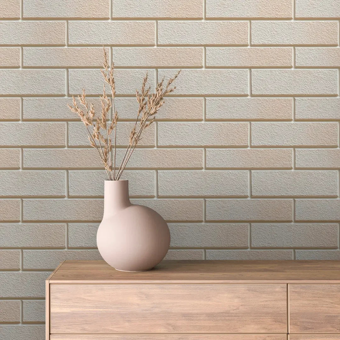 Stonewashed Ivory Brick Wallpaper