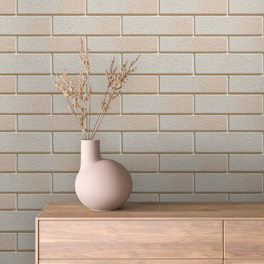 Stonewashed Ivory Brick Wallpaper
