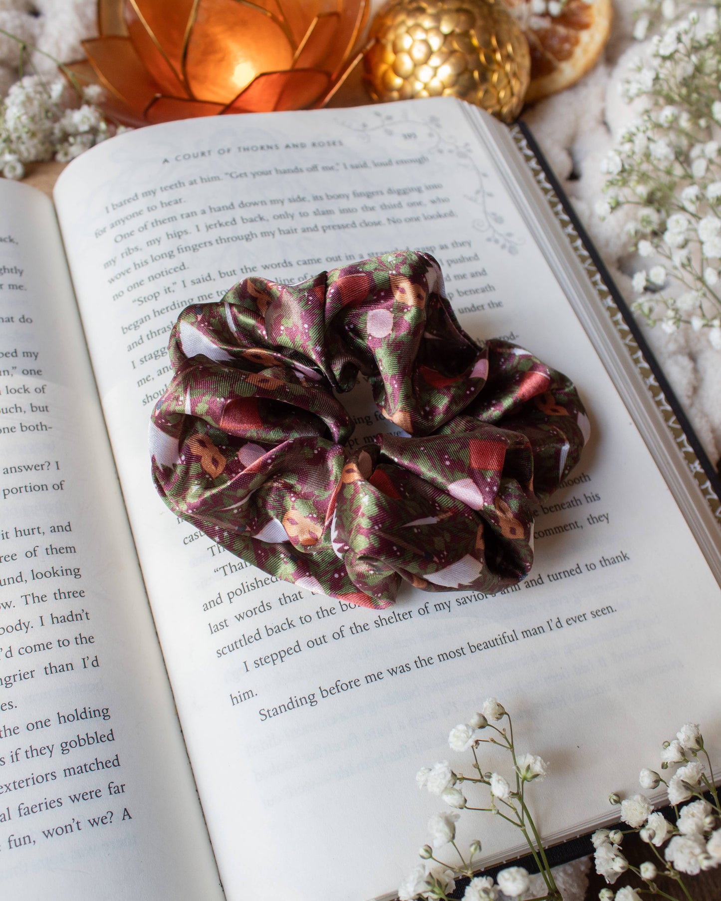 Meaggie Moos - Bookish Satin Scrunchie | A Court of Thorns and Roses