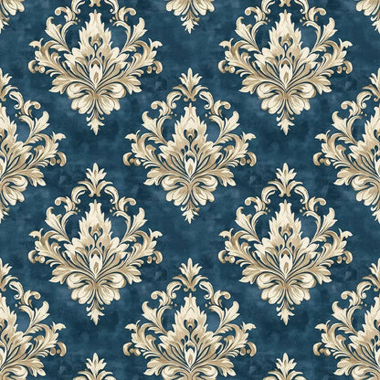 Gilded Sapphire Damask Flourish