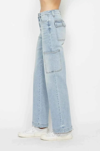 High Waist Straight Cargo Jeans