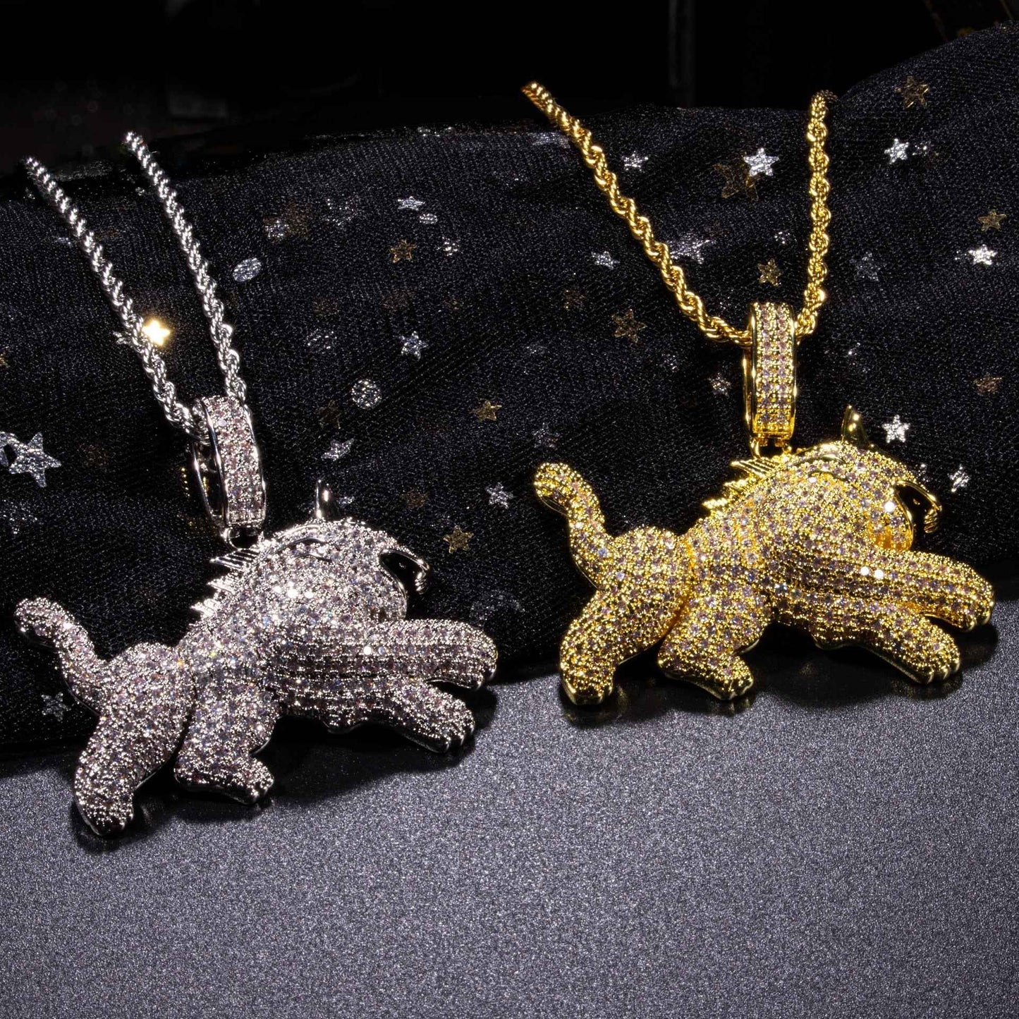 Hip Hop Leopard Pendant Necklace with Full Zircon for Men - Stylish Jewelry for Trendsetters