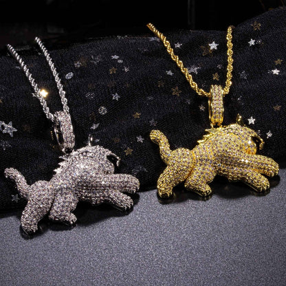 Hip Hop Leopard Pendant Necklace with Full Zircon for Men - Stylish Jewelry for Trendsetters