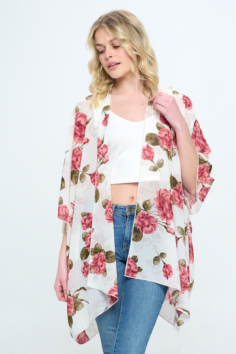Floral Kimono Cardigan with Open Front | Apparel | Kitchen + Metal