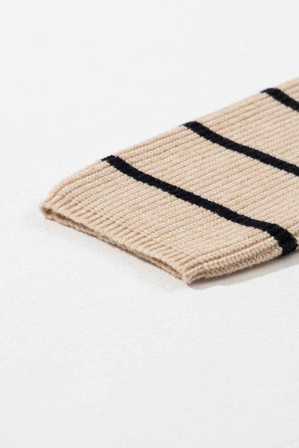 Black Stripe Cardigan with Side Pockets and Open Front