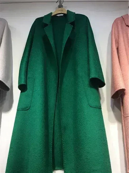 Water Ripple Cashmere Women's Long Reversible Coat – Luxury &