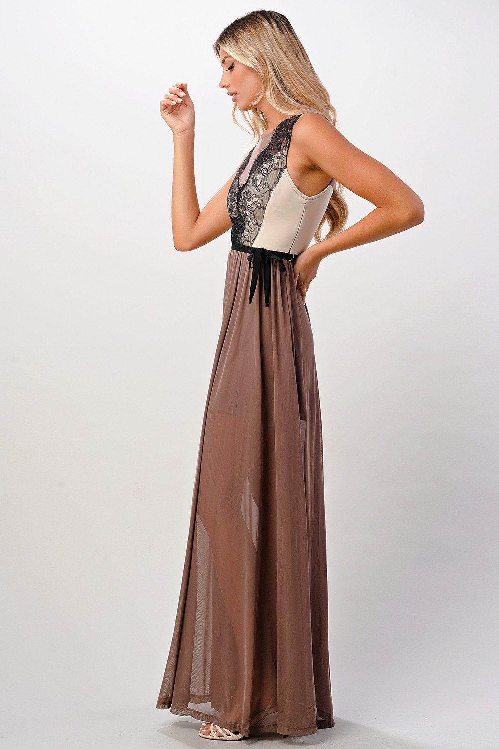 Contrast Lace Overlap Maxi Dress | Apparel | Kitchen + Metal