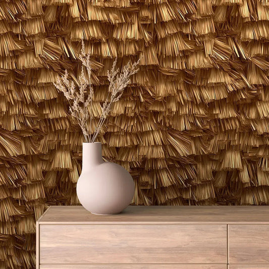 Golden Thatch Weave Wallpaper