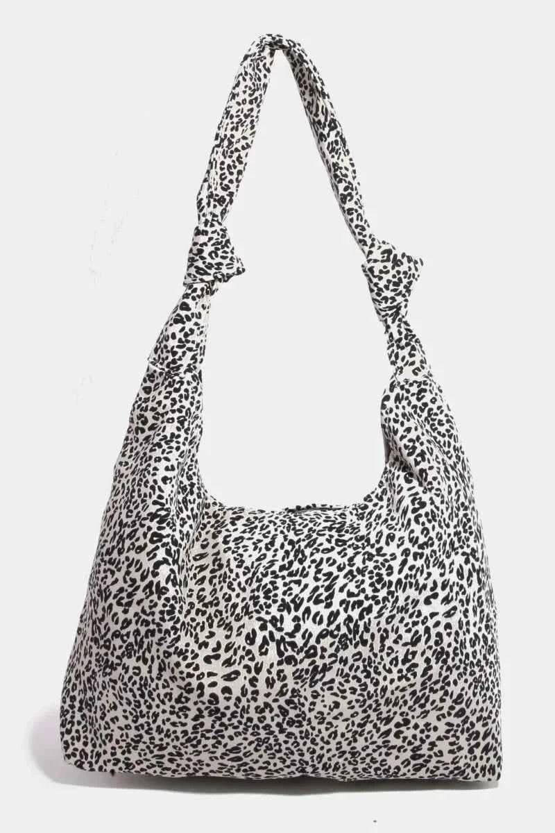 Fame Leopard Shoulder Bag with Knotted Strap