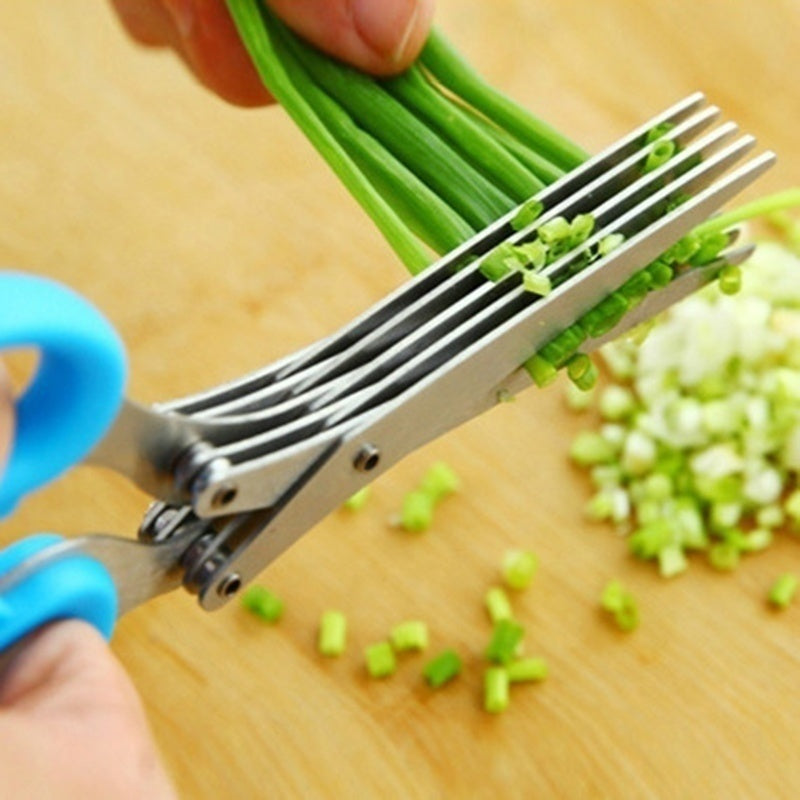 Multifunctional Multi-layer Green Onion Scissors Stainless Steel Onion | Kitchen Accessories | Kitchen + Metal