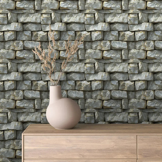 Sun-Kissed Limestone Block Wall