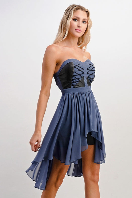 Strapless Lace-Up High-Low Dress | Apparel | Kitchen + Metal