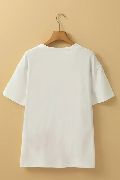 White FLOWER MARKET Letter Graphic T Shirt