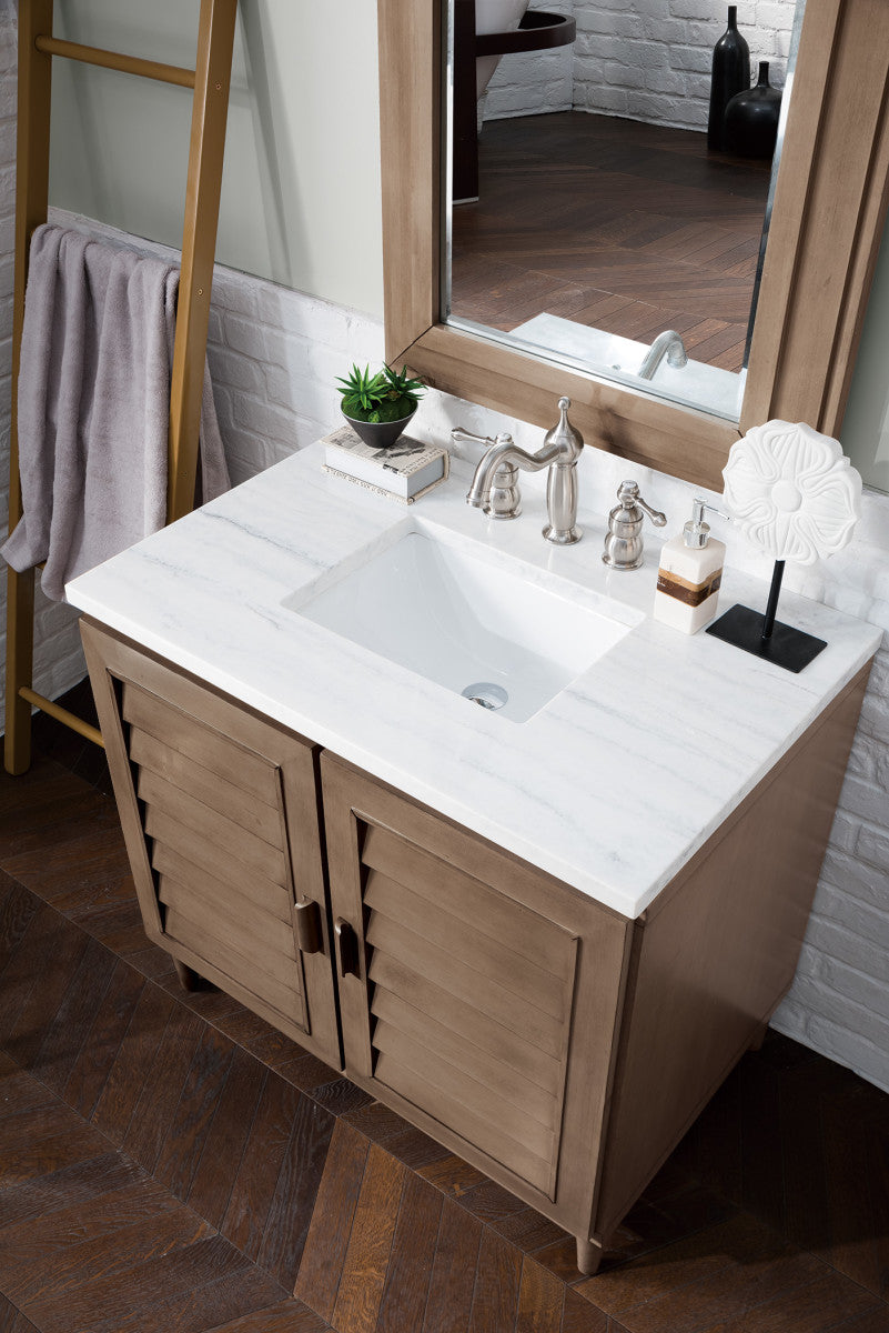 Portland 36" Single Vanity Cabinet, Whitewashed Walnut