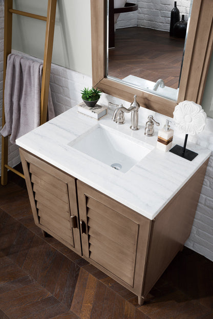 Portland 36" Single Vanity Cabinet, Whitewashed Walnut