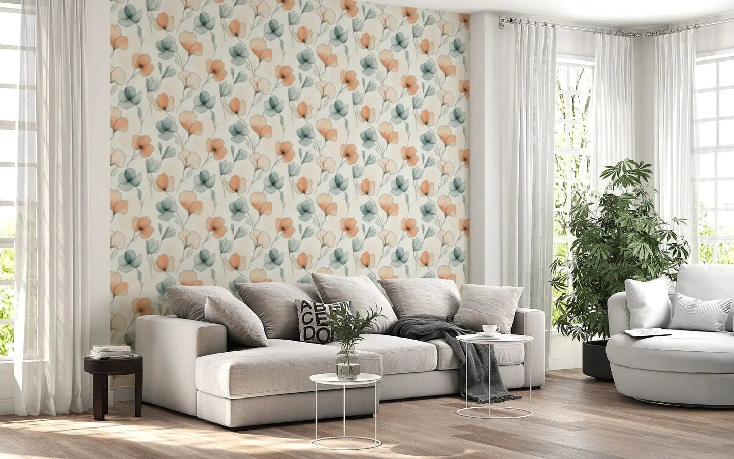 Whispering Blooms in Teal and Coral