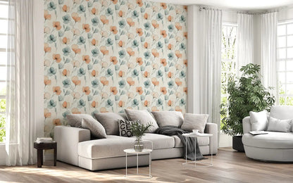 Whispering Blooms in Teal and Coral