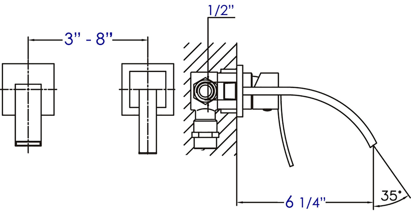 ALFI brand AB1256 Single Lever Wallmount Bathroom Faucet