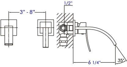 ALFI brand AB1256 Single Lever Wallmount Bathroom Faucet