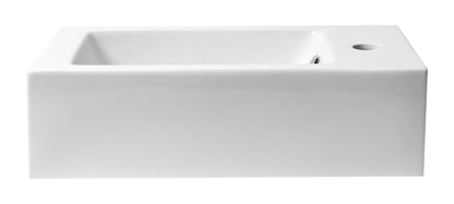 ALFI brand  ABC116 White 20" Small Rectangular Wall Mounted Ceramic Sink with Faucet Hole