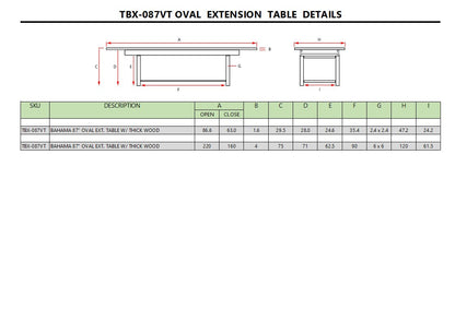 Bahama 87" Oval Extension Table Extra Thick