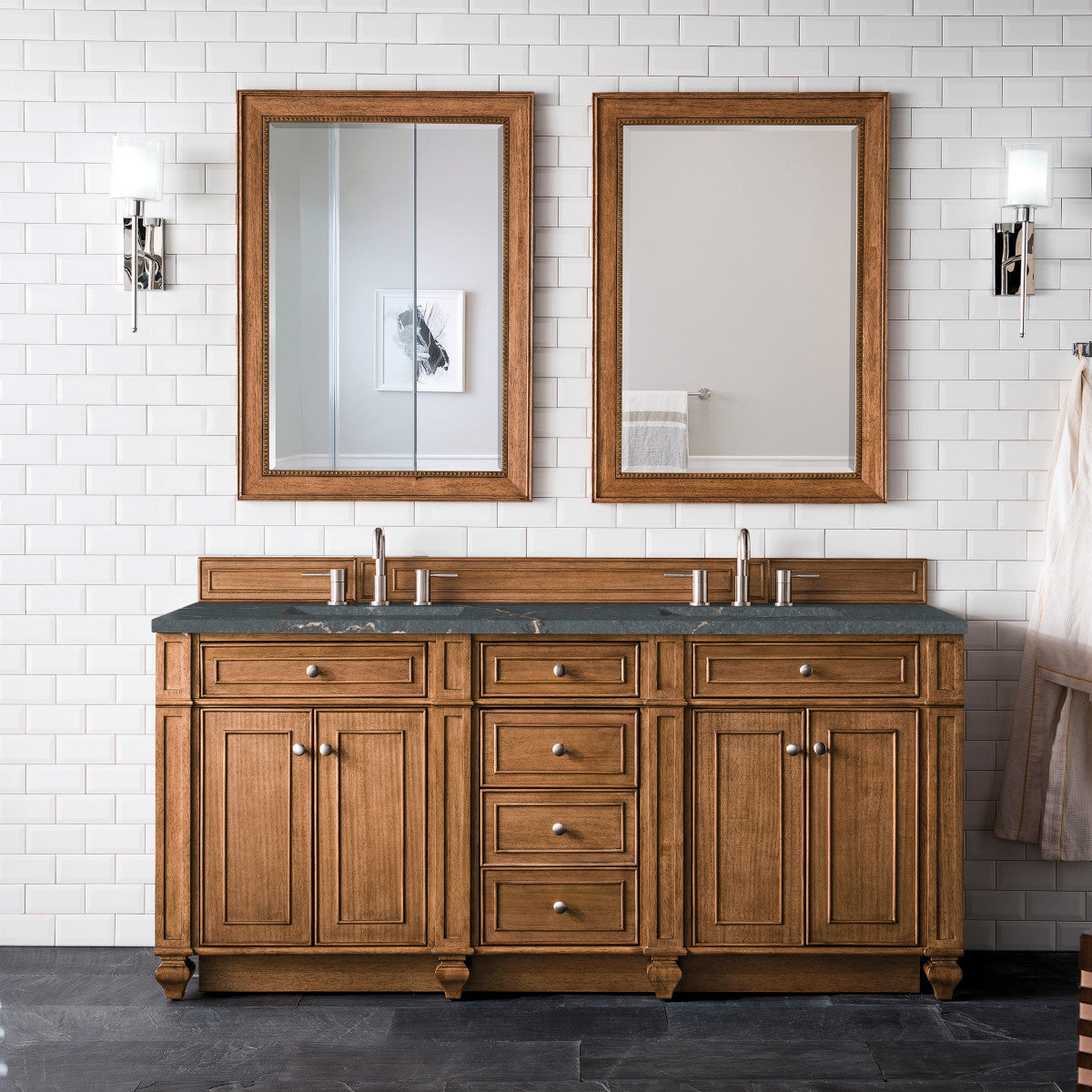 Bristol 72" Double Vanity Cabinet, Bright White
