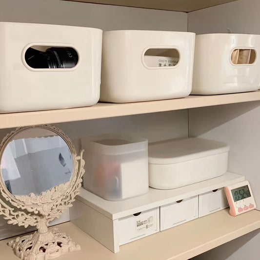Set of 5/10 White Desktop Organizers  Plastic Storage Bins