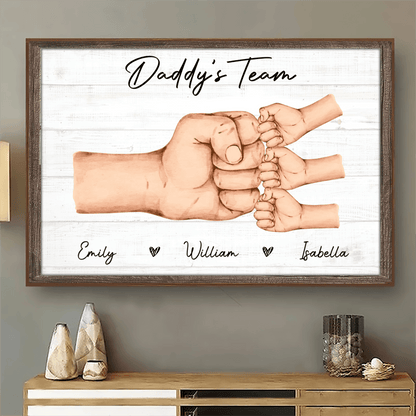 Daddy & Kids Fist Bump - Personalized Horizontal Poster - Father's Day Custom Gift for Dad, Grandpa, Daddy, Dada, Dad Jokes