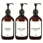 Set of 3 Refillable Pump Dispensers with Labels 500ml