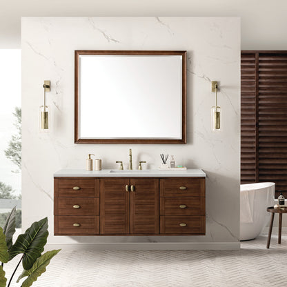 Amberly 60" Single Vanity Cabinet, Mid-Century Walnut