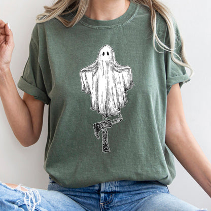 Ghost In Boots Retro Western Halloween Comfort Colors Tshirt