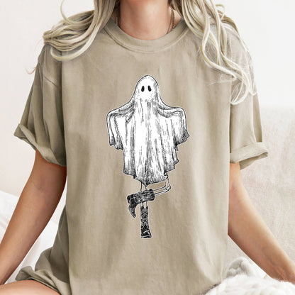Ghost In Boots Retro Western Halloween Comfort Colors Tshirt