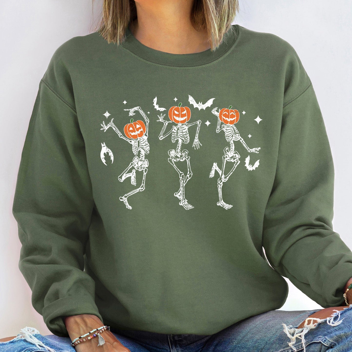 Dancing Pumpkin Heads Halloween Sweatshirt
