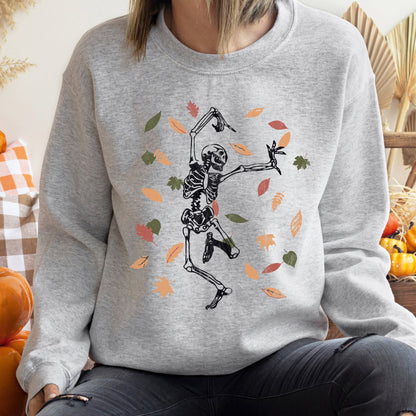 Dancing Skeleton Leaves Halloween Sweatshirt