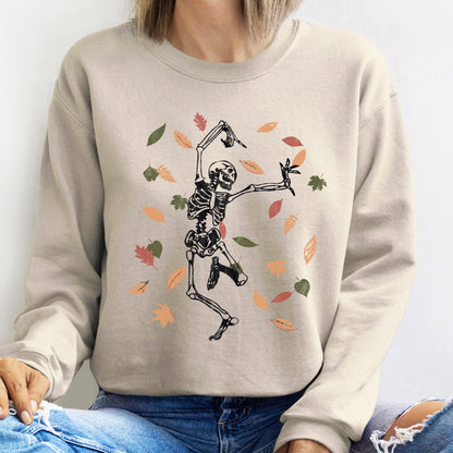 Dancing Skeleton Leaves Halloween Sweatshirt