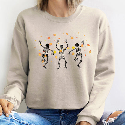 Dancing Skeletons Leaves Halloween Sweatshirt