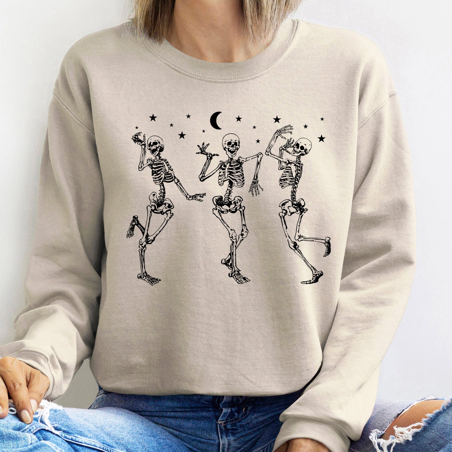 Dancing Skeletons Moon Halloween Sweatshirt