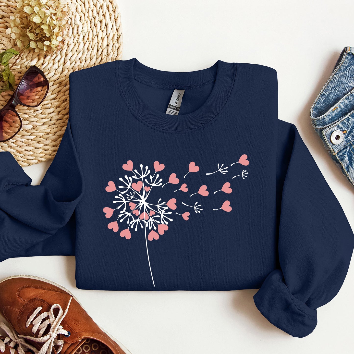 Dandelion Hearts, Flower, Sweatshirt, Valentine's Day