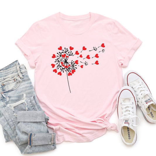 Dandelion Hearts, Flower, Super Soft Tshirt, Valentine's Day