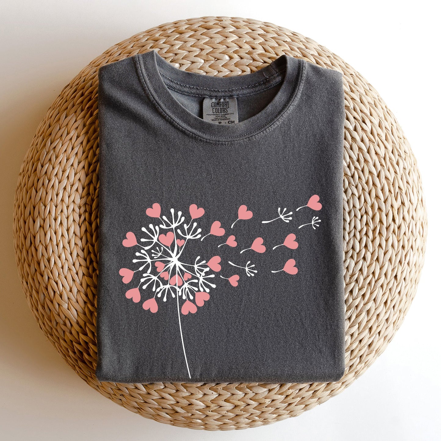 Dandelion Hearts, Flower, Comfort Colors Tshirt, Valentine's Day