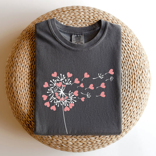 Dandelion Hearts, Flower, Comfort Colors Tshirt, Valentine's Day