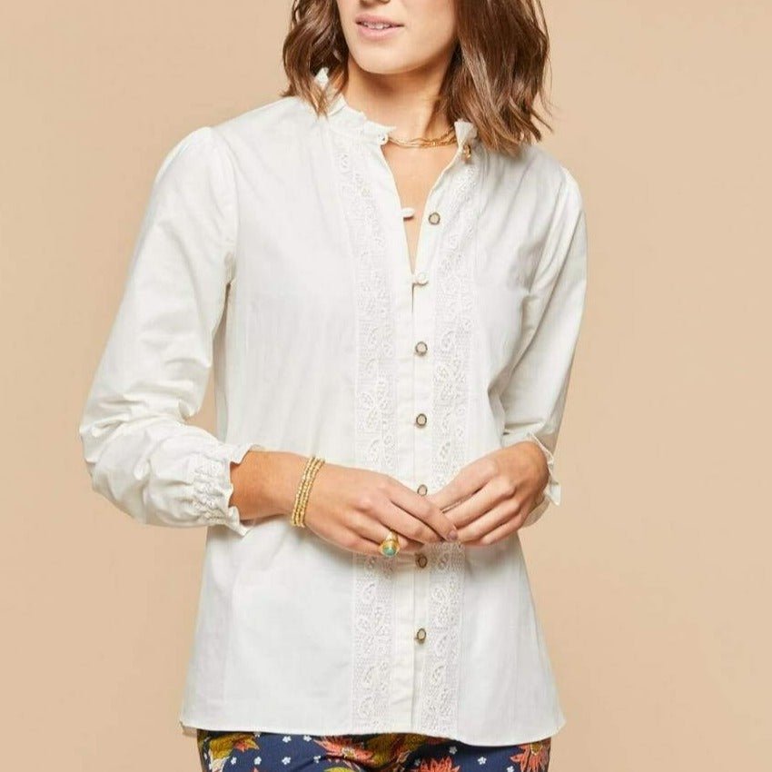 Daphne Ruffle Blouse - Pearl White