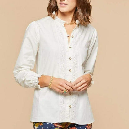 Daphne Ruffle Blouse - Pearl White