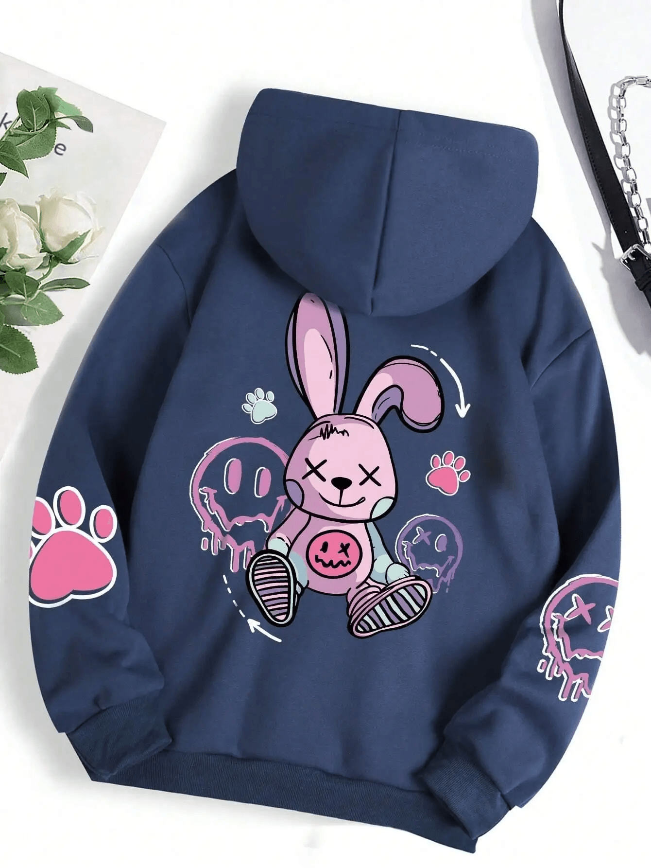 Hip Hop Oversized Printed Hoodie for Women Casual Fleece Sweatshirt