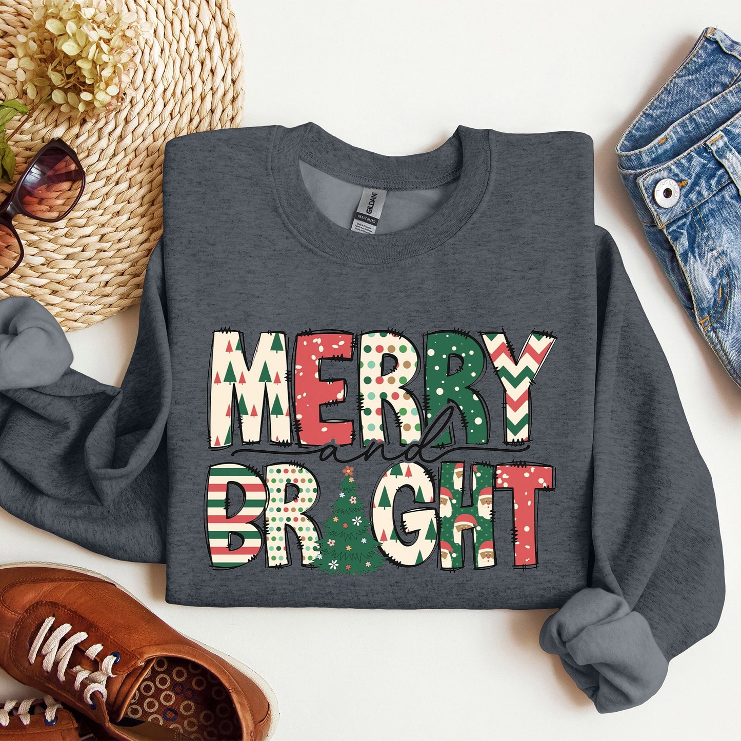 Merry And Bright, Trend, Gorgeous Christmas Sweatshirt