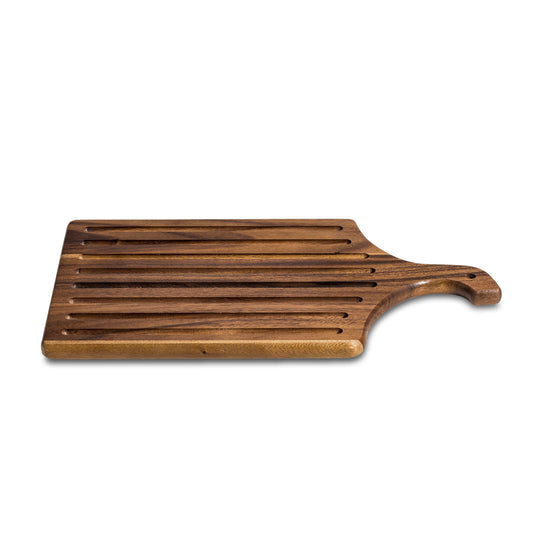 Acacia Wood Slotted Bread Board  10" x 18" | Kitchen + Metal