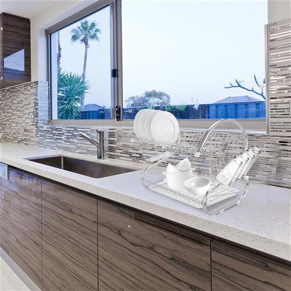 Multifunctional S-shaped Dual Layers Bowls & Dishes Collection Shelf | Under $100 | Kitchen + Metal